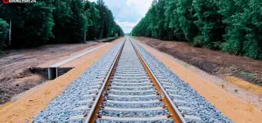 новые рельсы на щебне