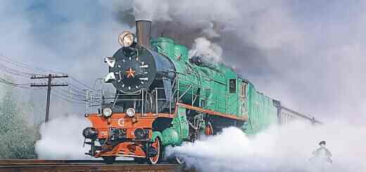 Паровоз на ходу