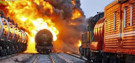 Горит поезд с бензином