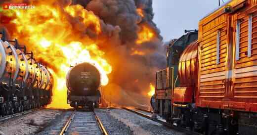 Горит поезд с бензином